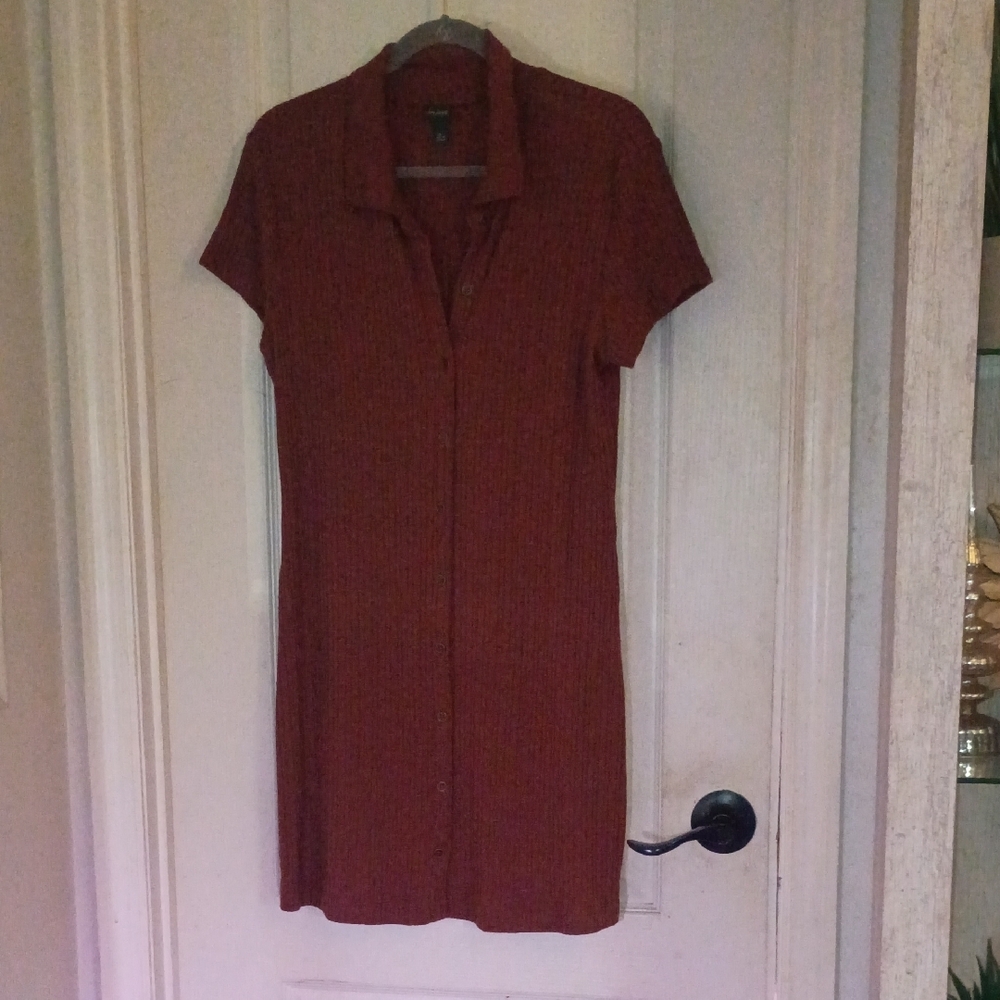 Wild Fable Red Mini Button-Up Dress - Picture 3 of 5